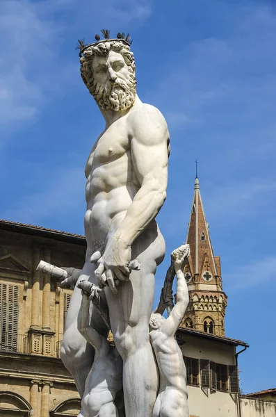 The Fountain of Neptune in a summer day in Florence, Italy Stock Photo