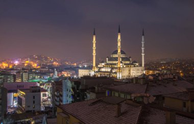 Kocatepe Camii, Ankara, Türkiye, gece vakti. Ankara gece manzarası