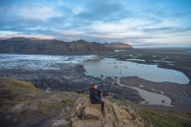 Kışın, İzlanda, Skaftafell buzulun panoramik manzara zevk backpacker hiking