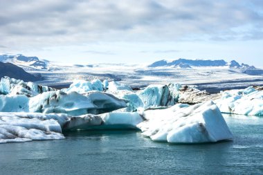 İzlanda, Jokulsarlon lagün, İzlanda buzul lagün Körfezi'nin güzel soğuk manzara resim,