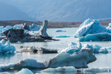İzlanda, Jokulsarlon lagün, İzlanda buzul lagün Körfezi'nin güzel soğuk manzara resim,