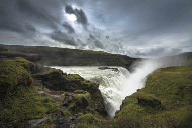 Godafoss şelale içinde Bardardalur bölge Kuzey-Merkez İzlanda'nın görünümünü