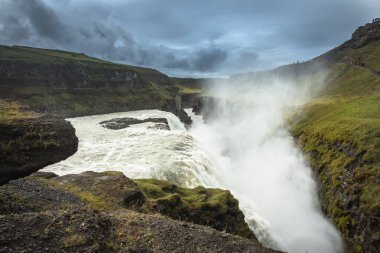 Godafoss şelale içinde Bardardalur bölge Kuzey-Merkez İzlanda'nın görünümünü