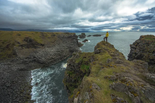İzlanda'daki Snaefell kıyısında Arnarstapi kasaba