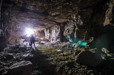 Eski ahşap rustik çorap, Samara bölgesi içinde bir terk edilmiş kireçtaşı mayın, mayın
