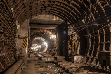 Abandoned subway tunnel. Kiev, Ukraine. Kyiv, Ukraine clipart