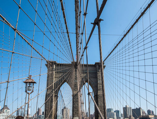 View of Brooklyn bridge in New York city. New York lanscape USA