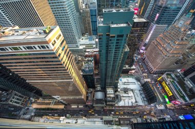 Modern cam gökdelenler mimari görünümünü. Mavi gökyüzü, Manhattan, New York City, New York, ABD karşı bina