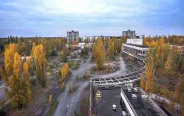 Merkezi Pripyat Çernobil bölgesi Sonbahar zaman Çernobil, Ukrayna
