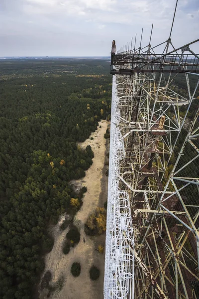 View from the top of abandoned Duga radar system in Chernobyl Exclusion Zone, Ukraine — Stock Photo, Image