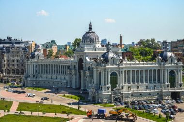 Kazan, Rusya - 3 Haziran 2016: Palace, çiftçiler - Çevre Bakanlığı ve tarım. Saray Meydanı, Kazan, Rusya.