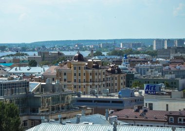Kazan, Rusya - 10 Haziran 2016: Kazan city scape, Tataristan Cumhuriyeti, Rusya Federasyonu. Kazan şehir çatıdan alınan atış.