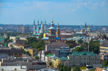 Kazan, Rusya - 10 Haziran 2016: Kazan city scape, Tataristan Cumhuriyeti, Rusya Federasyonu. Kazan şehir çatıdan alınan atış.