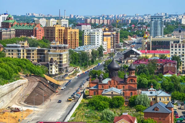 Kazan, Rusko - 10 červen 2016: Kazani město stvol, republika Tatarstán, Rusko. Snímku pořízeném ze střechy Kazani. — Stock fotografie
