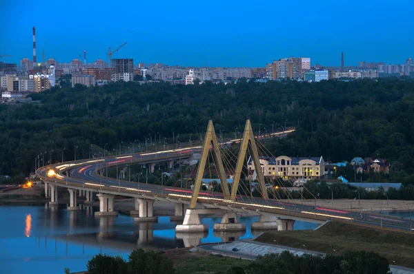 Panoramatický výhled z Millenium bridge, Kazaňský Kreml, Rusko — Stock fotografie