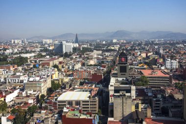 Bir mahalle havadan görünümü bir güneşli sabah bazı haze ile Colonia Juarez Mexico City, Meksika için çağrıda.