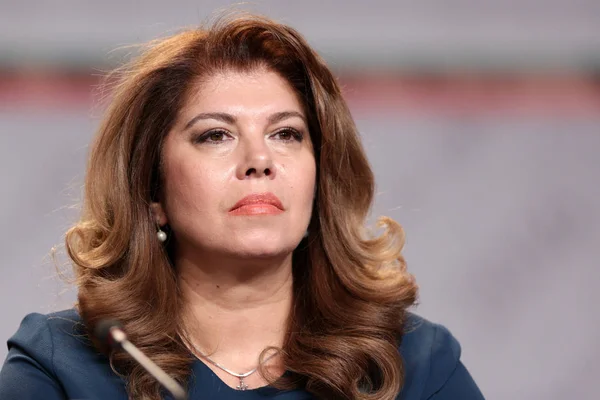 Vice President Iliana Iotova speaks during a news conference aft — Stock Photo, Image