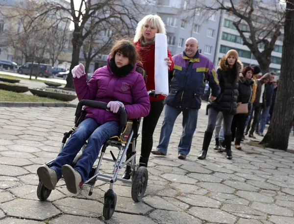 Physically and mentally disabled at a protest — Stock Photo, Image