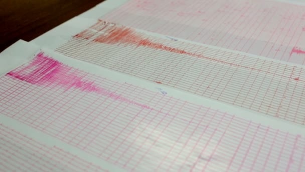 Earthquake wave on a graph paper. Panning — Stock Video