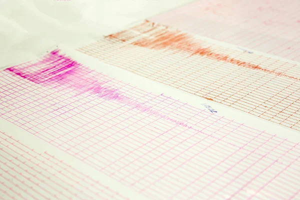 Aardbeving wave op een grafiek papier — Stockfoto