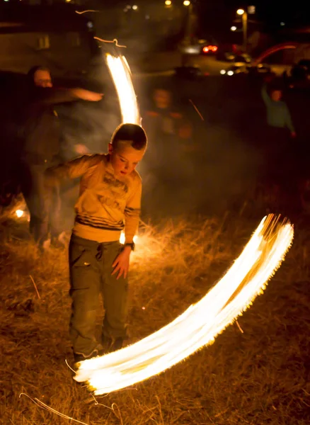 Rituale del fuoco Sirni Zagovezni prima di Pasqua — Foto Stock