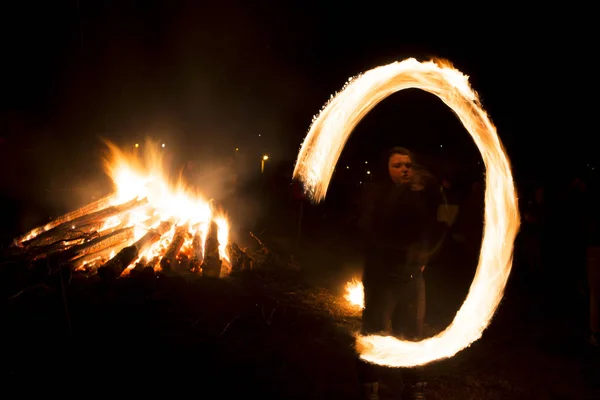 Ritual de fogo Sirni Zagovezni antes da Páscoa — Fotografia de Stock