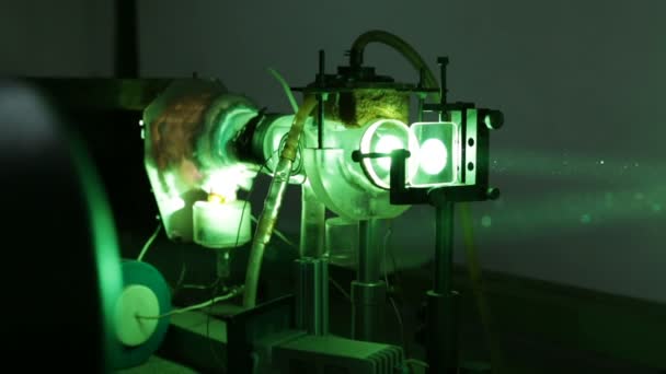 Powerful industrial green LASER for research — Stock Video