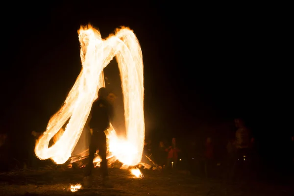 Fire ritual Sirni Zagovezni before Easter — Stock Photo, Image