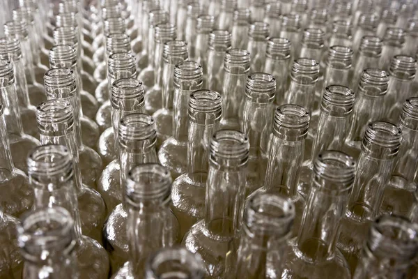 Bottiglie di vetro vuote. Distilleria di whisky e brandy — Foto Stock
