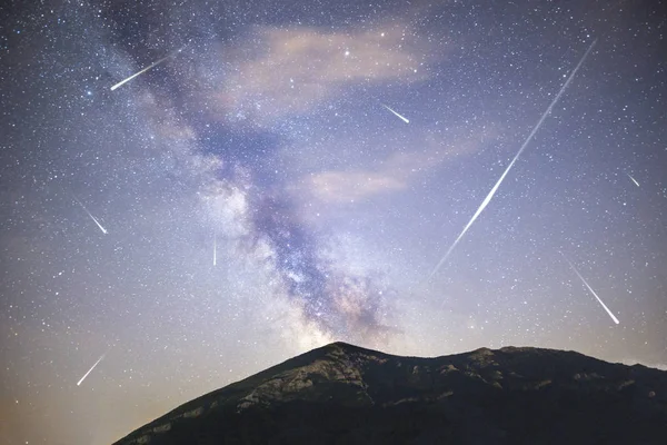 Borovicemi silueta Mléčné dráhy — Stock fotografie