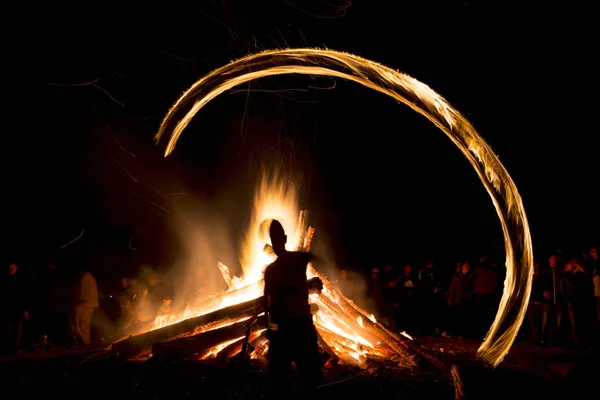 Rituale del fuoco Sirni Zagovezni prima di Pasqua — Foto Stock