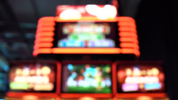 Fokus Suddiga Bild Casino Utrustning Suddig Spelautomater Ett Kasino Vippa — Stockvideo