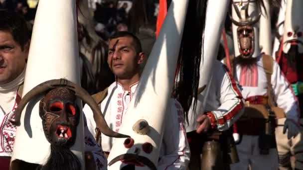 Pernik Bulgaria January 2018 Participants Take Part International Festival Masquerade — Stock Video