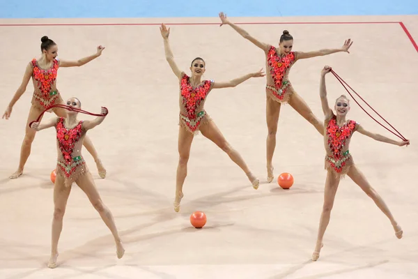Команда России по художественной гимнастике — стоковое фото