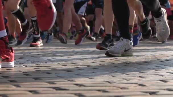 Sofia Bulgária Outubro 2019 Homens Mulheres Correm Durante Início Corrida — Vídeo de Stock