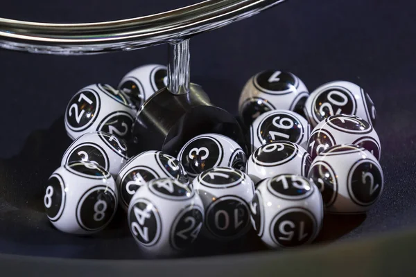 Bolas Lotería Blanco Negro Una Máquina Bingo Bolas Lotería Una —  Fotos de Stock