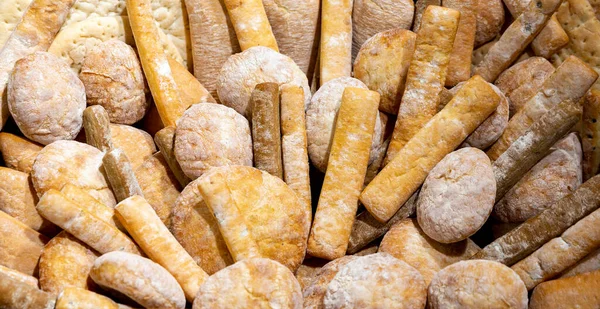 Verschillende Soorten Brood Van Bovenaf Gezien — Stockfoto
