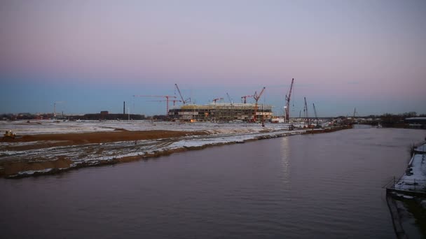 Construcción del nuevo estadio en Kaliningrado — Vídeo de stock