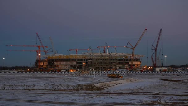 Byggandet av den nya arenan i Kaliningrad — Stockvideo