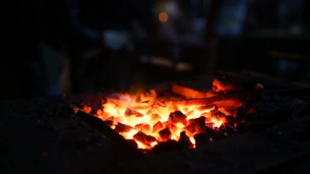 Burning fire voor smeden — Stockvideo
