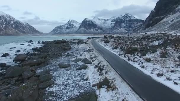 Plage de sable fin dans les îles Lofoten — Video