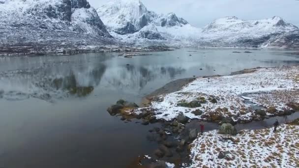Paisagem de inverno norueguesa em Lofoten — Vídeo de Stock