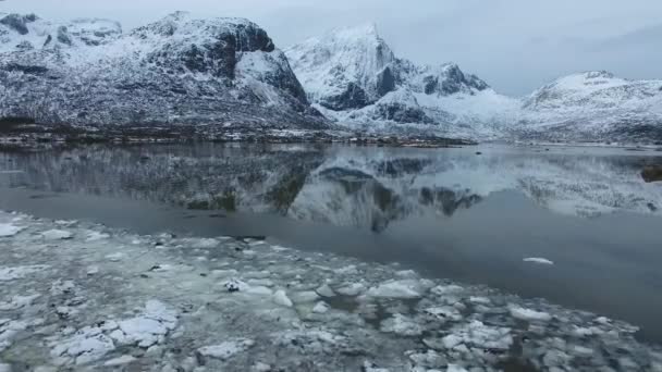 Noorse winterlandschap in Lofoten — Stockvideo