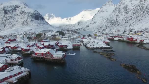 Lofoten Köyü, yukarıdan görünüm — Stok video