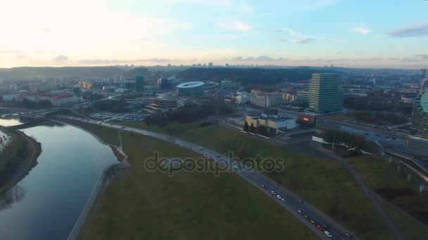 Flygfoto över centrala Vilnius — Stockvideo