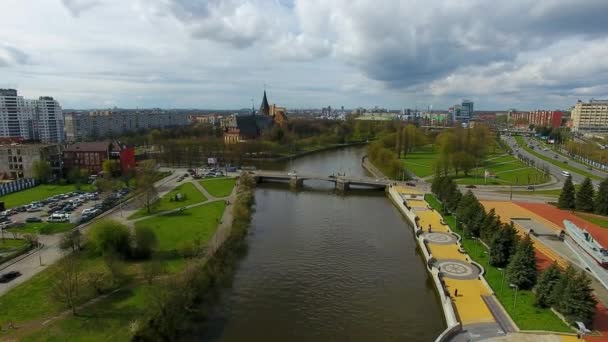 Luchtfoto van Kaliningrad — Stockvideo