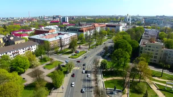 The street of Kaliningrad, aerial view — Stock Video
