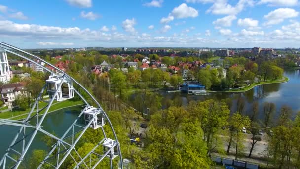 Zábavní park, letecký pohled — Stock video