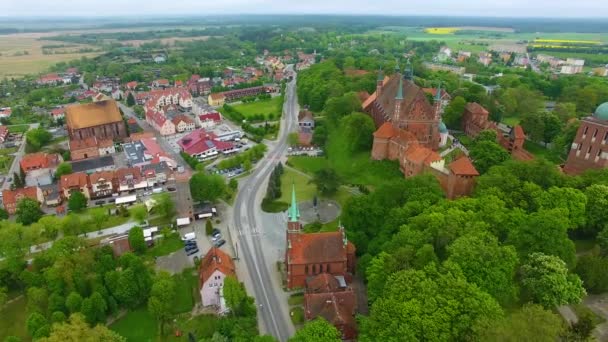 Frombork, katedral yukarıdan görüntülemek — Stok video