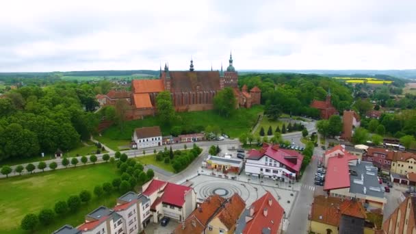 Katedralen Frombork, Visa från ovan — Stockvideo